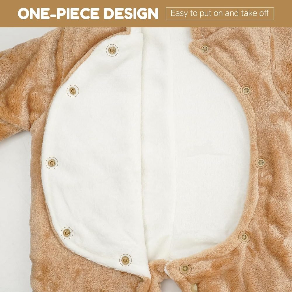 WYTbaby Baby Snowsuit Fleece Romper, Thicken Bear Hooded Jumpsuit For Toddler Girls Boys Infant Outfit - Image 26