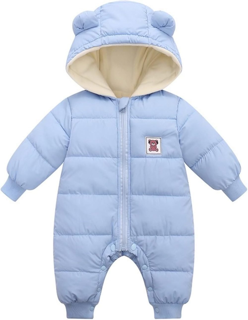 Minizone Baby Snowsuit Winter Hooded Romper, Warm Pramsuit Baby Coat Jumpsuit Zipper Bodysuits Infant Clothes Outfits Boys Girls 6-9 Months
