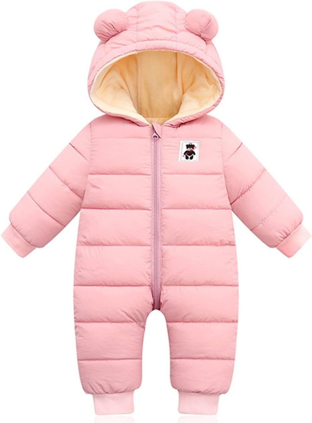 Minizone Baby Snowsuit Winter Hooded Romper, Warm Pramsuit Baby Coat Jumpsuit Zipper Bodysuits Infant Clothes Outfits Boys Girls 6-9 Months - Image 11