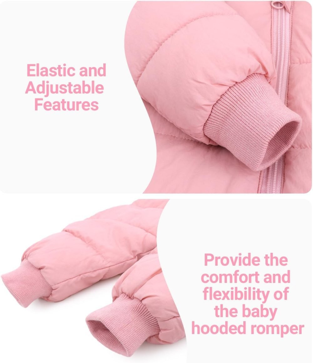 Minizone Baby Snowsuit Winter Hooded Romper, Warm Pramsuit Baby Coat Jumpsuit Zipper Bodysuits Infant Clothes Outfits Boys Girls 6-9 Months - Image 15