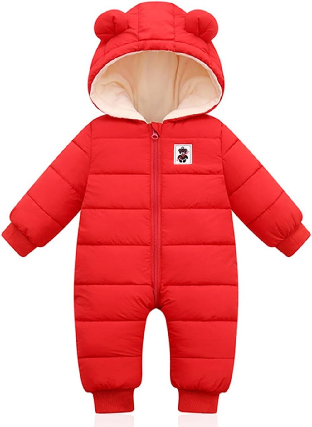 Minizone Baby Snowsuit Winter Hooded Romper, Warm Pramsuit Baby Coat Jumpsuit Zipper Bodysuits Infant Clothes Outfits Boys Girls 6-9 Months - Image 18