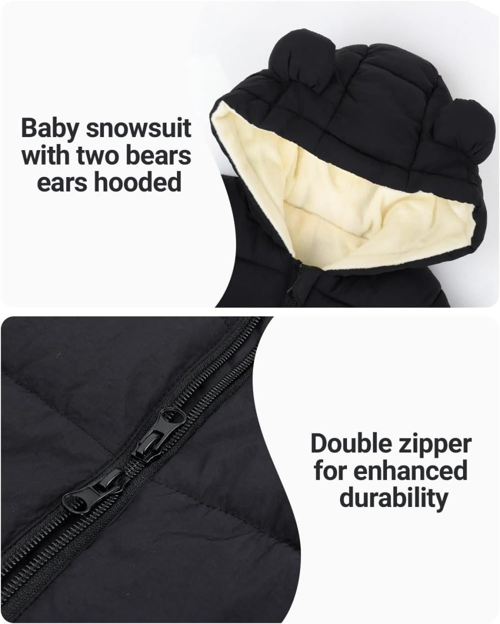 Minizone Baby Snowsuit Winter Hooded Romper, Warm Pramsuit Baby Coat Jumpsuit Zipper Bodysuits Infant Clothes Outfits Boys Girls 6-9 Months - Image 28