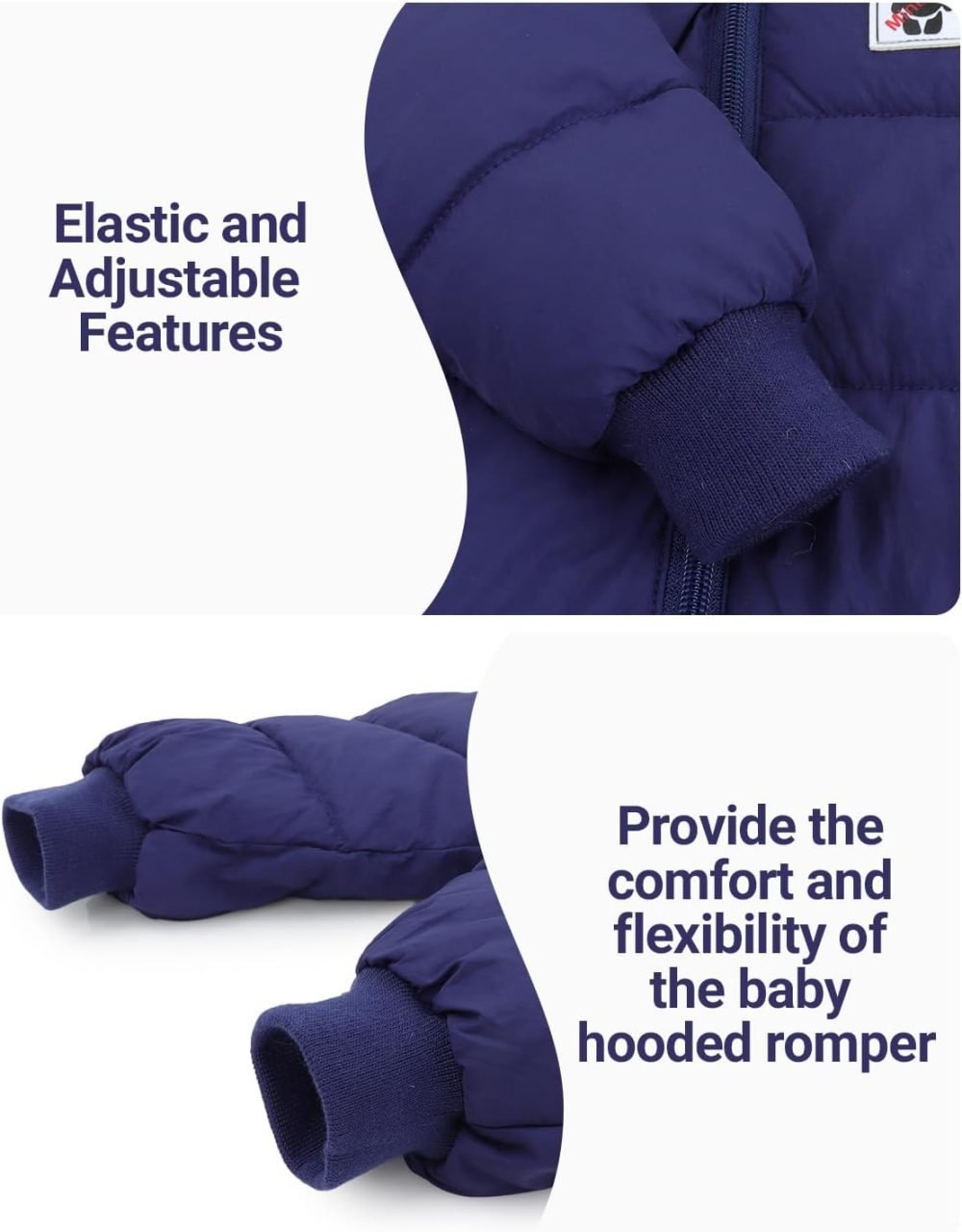 Minizone Baby Snowsuit Winter Hooded Romper, Warm Pramsuit Baby Coat Jumpsuit Zipper Bodysuits Infant Clothes Outfits Boys Girls 6-9 Months - Image 43