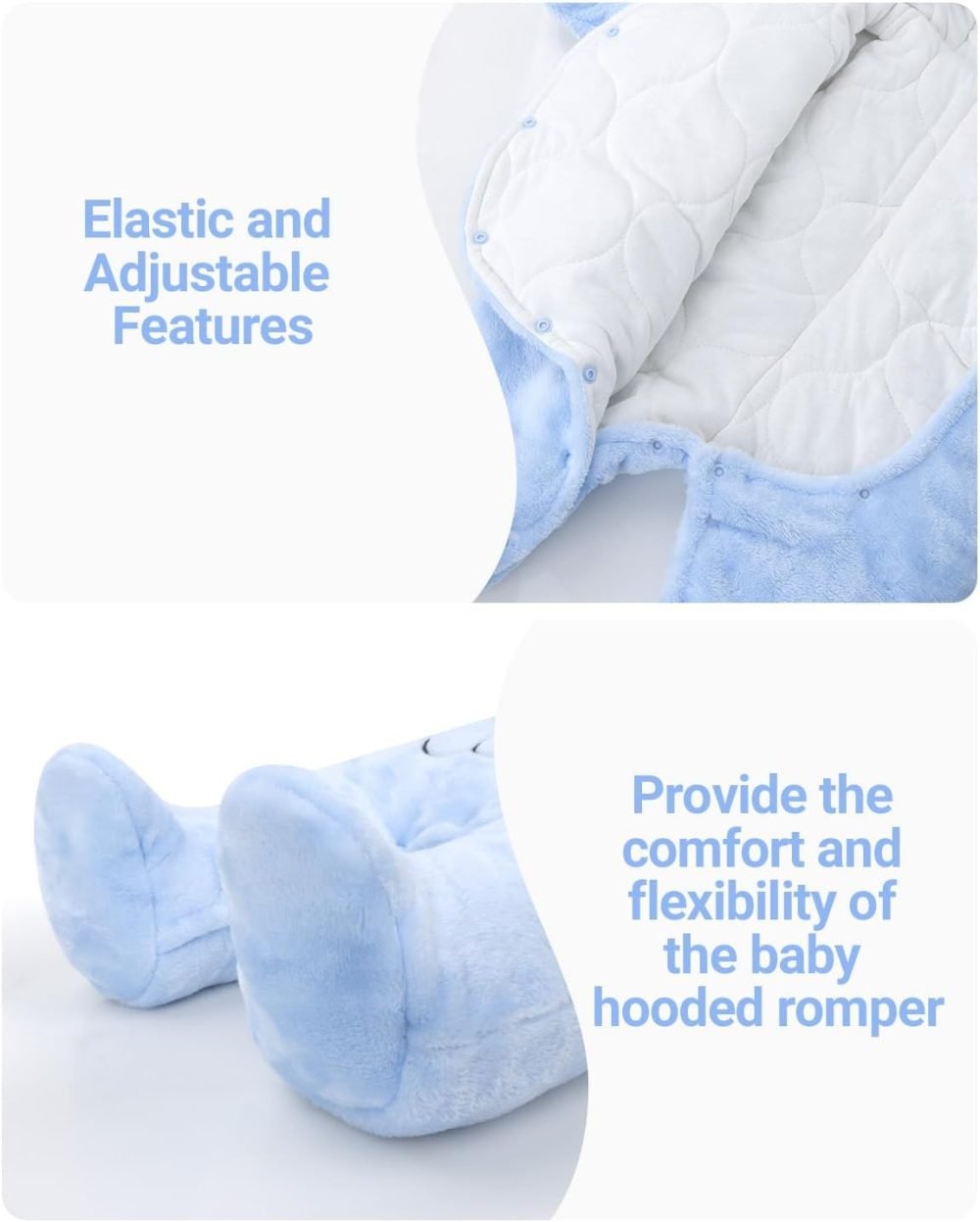 Baby Hooded Rompers Flannel Winter Outfits Boys Girls Snowsuits Feet Covered Jumpsuit, 0-3 Months - Image 4