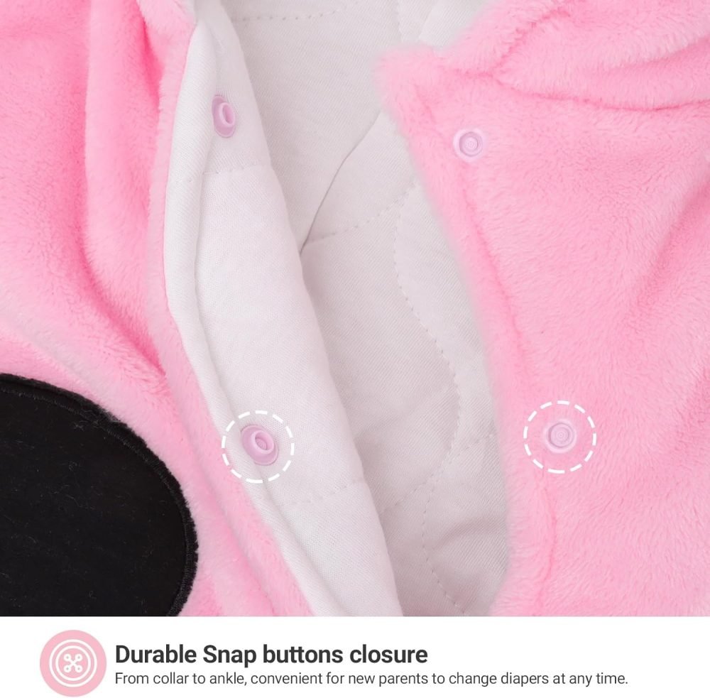 Baby Hooded Rompers Flannel Winter Outfits Boys Girls Snowsuits Feet Covered Jumpsuit, 0-3 Months - Image 21