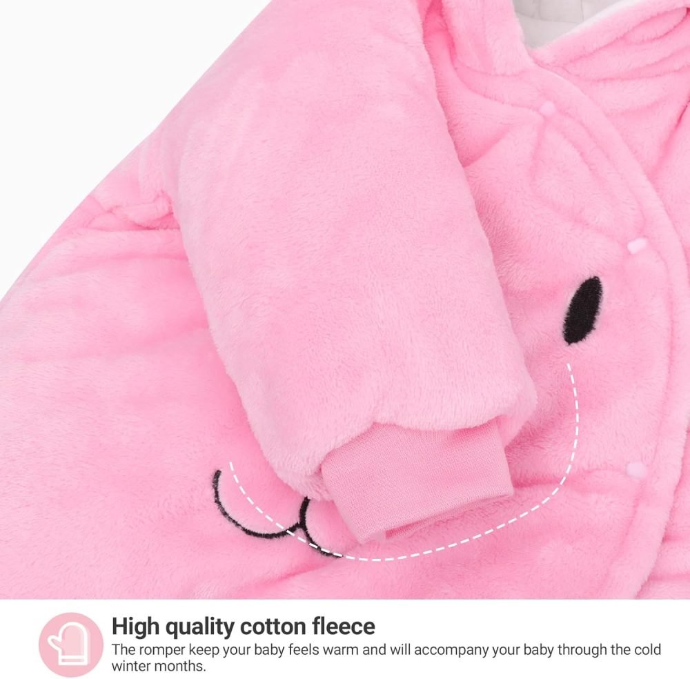 Baby Hooded Rompers Flannel Winter Outfits Boys Girls Snowsuits Feet Covered Jumpsuit, 0-3 Months - Image 23
