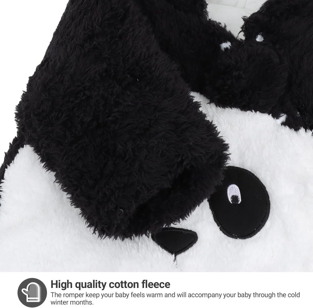 Baby Hooded Rompers Flannel Winter Outfits Boys Girls Snowsuits Feet Covered Jumpsuit, 0-3 Months - Image 36