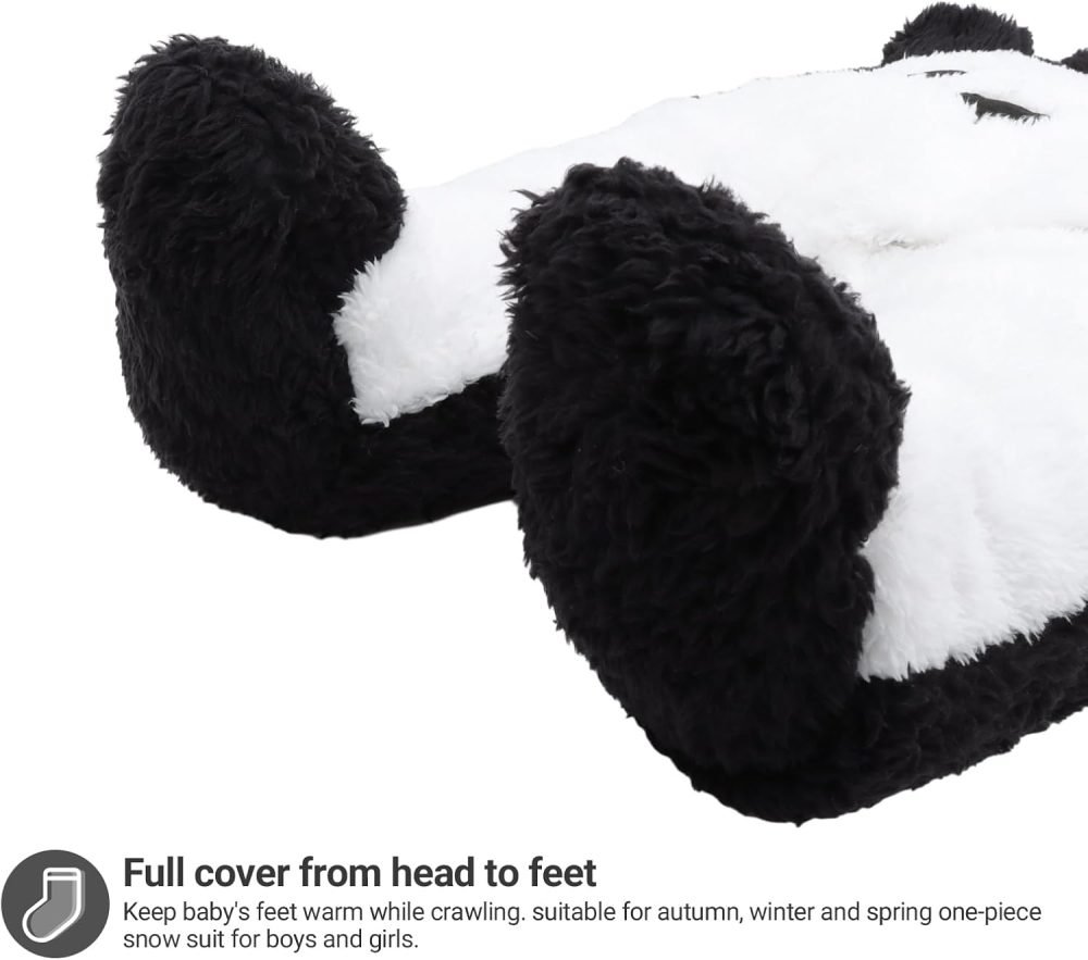 Baby Hooded Rompers Flannel Winter Outfits Boys Girls Snowsuits Feet Covered Jumpsuit, 0-3 Months - Image 37
