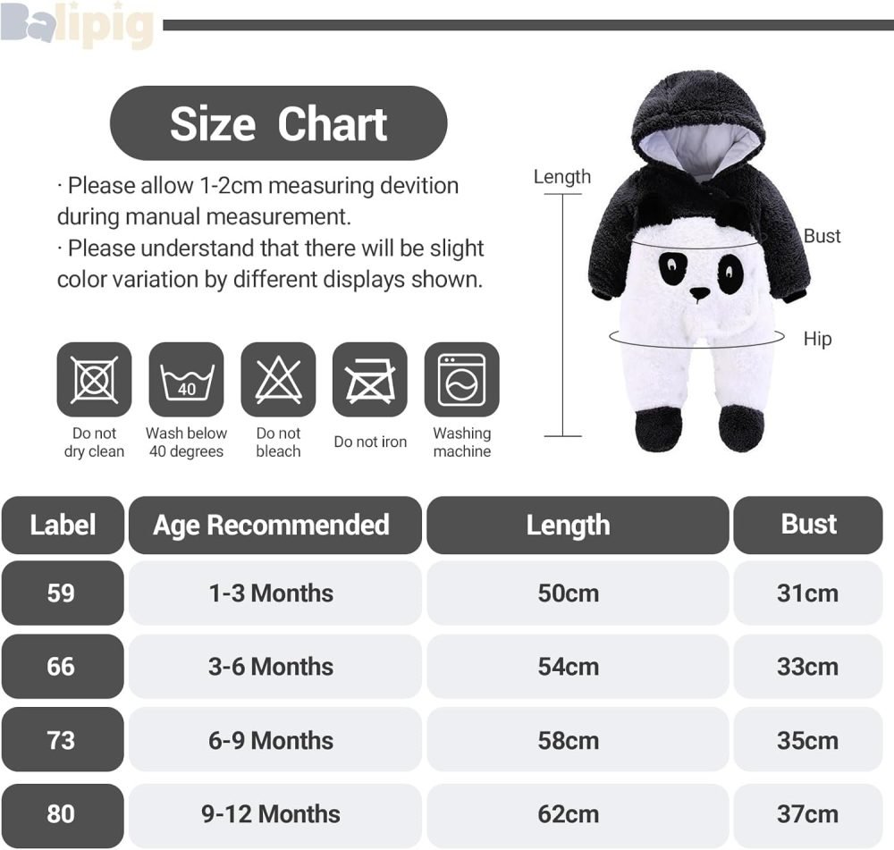 Baby Hooded Rompers Flannel Winter Outfits Boys Girls Snowsuits Feet Covered Jumpsuit, 0-3 Months - Image 38