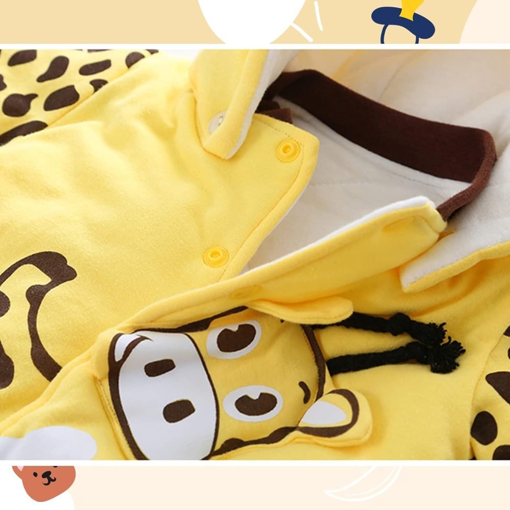 Baby Snowsuit Boys Girls Winter Romper Cotton Jumpsuit Detachable Hooded Footies Outfits Warm Long Sleeve Cartoon Dinosaur Newborn Gift for 3-6 Months Blue - Image 3