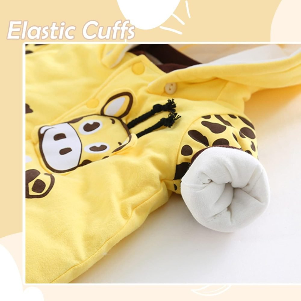 Baby Snowsuit Boys Girls Winter Romper Cotton Jumpsuit Detachable Hooded Footies Outfits Warm Long Sleeve Cartoon Dinosaur Newborn Gift for 3-6 Months Blue - Image 5