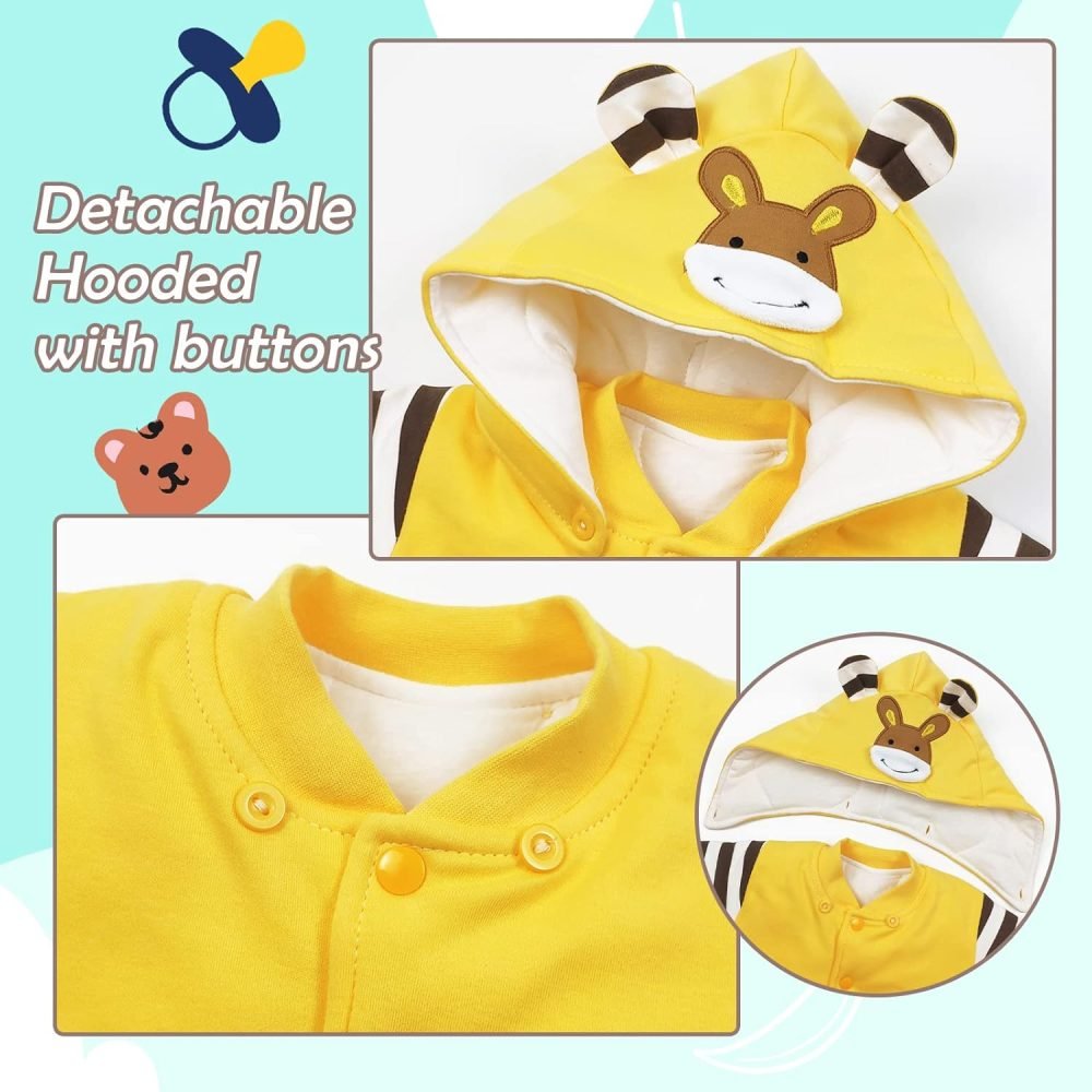 Baby Snowsuit Boys Girls Winter Romper Cotton Jumpsuit Detachable Hooded Footies Outfits Warm Long Sleeve Cartoon Dinosaur Newborn Gift for 3-6 Months Blue - Image 21