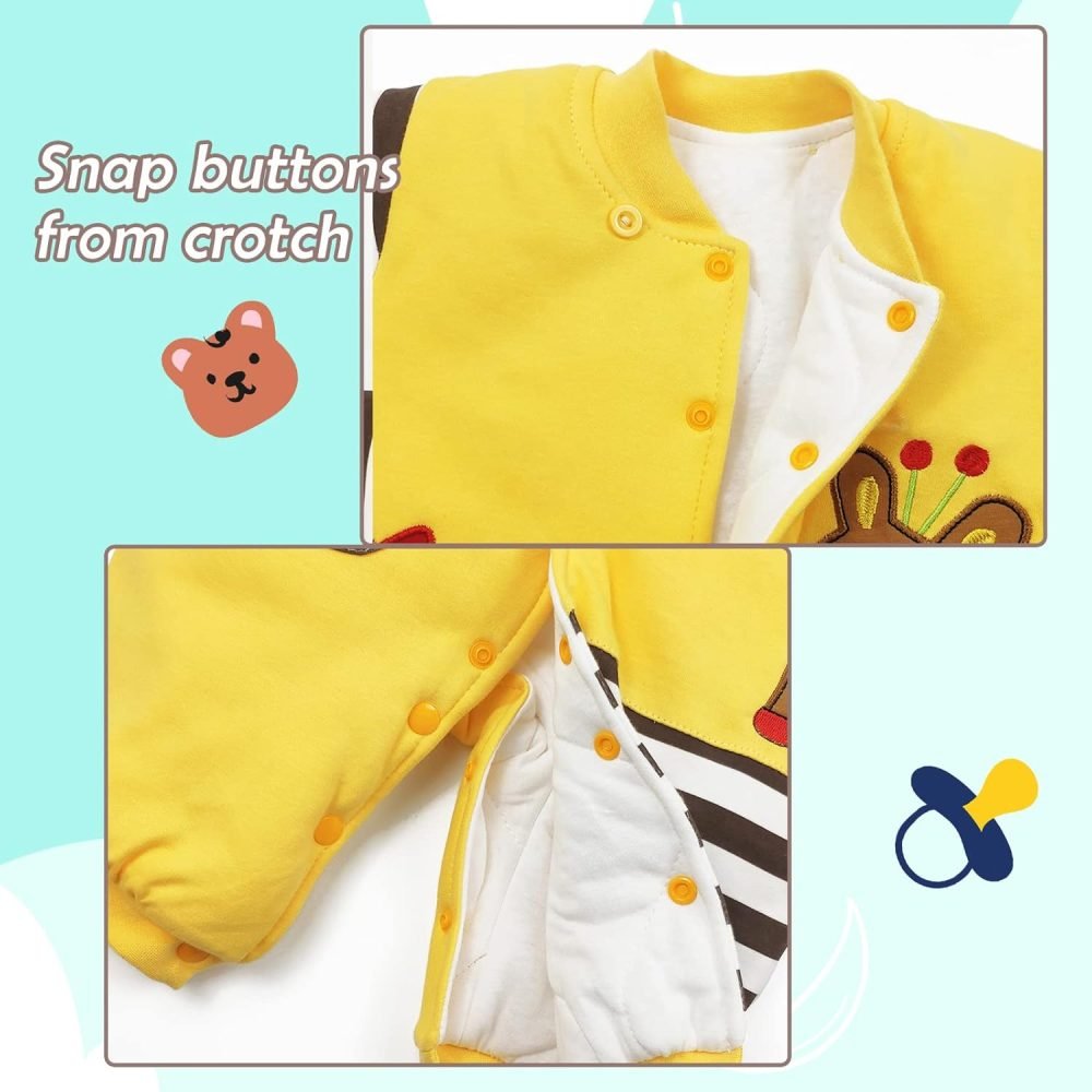 Baby Snowsuit Boys Girls Winter Romper Cotton Jumpsuit Detachable Hooded Footies Outfits Warm Long Sleeve Cartoon Dinosaur Newborn Gift for 3-6 Months Blue - Image 22