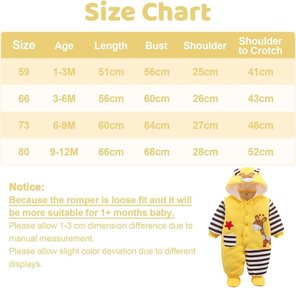 Baby Snowsuit Boys Girls Winter Romper Cotton Jumpsuit Detachable Hooded Footies Outfits Warm Long Sleeve Cartoon Dinosaur Newborn Gift for 3-6 Months Blue - Image 26