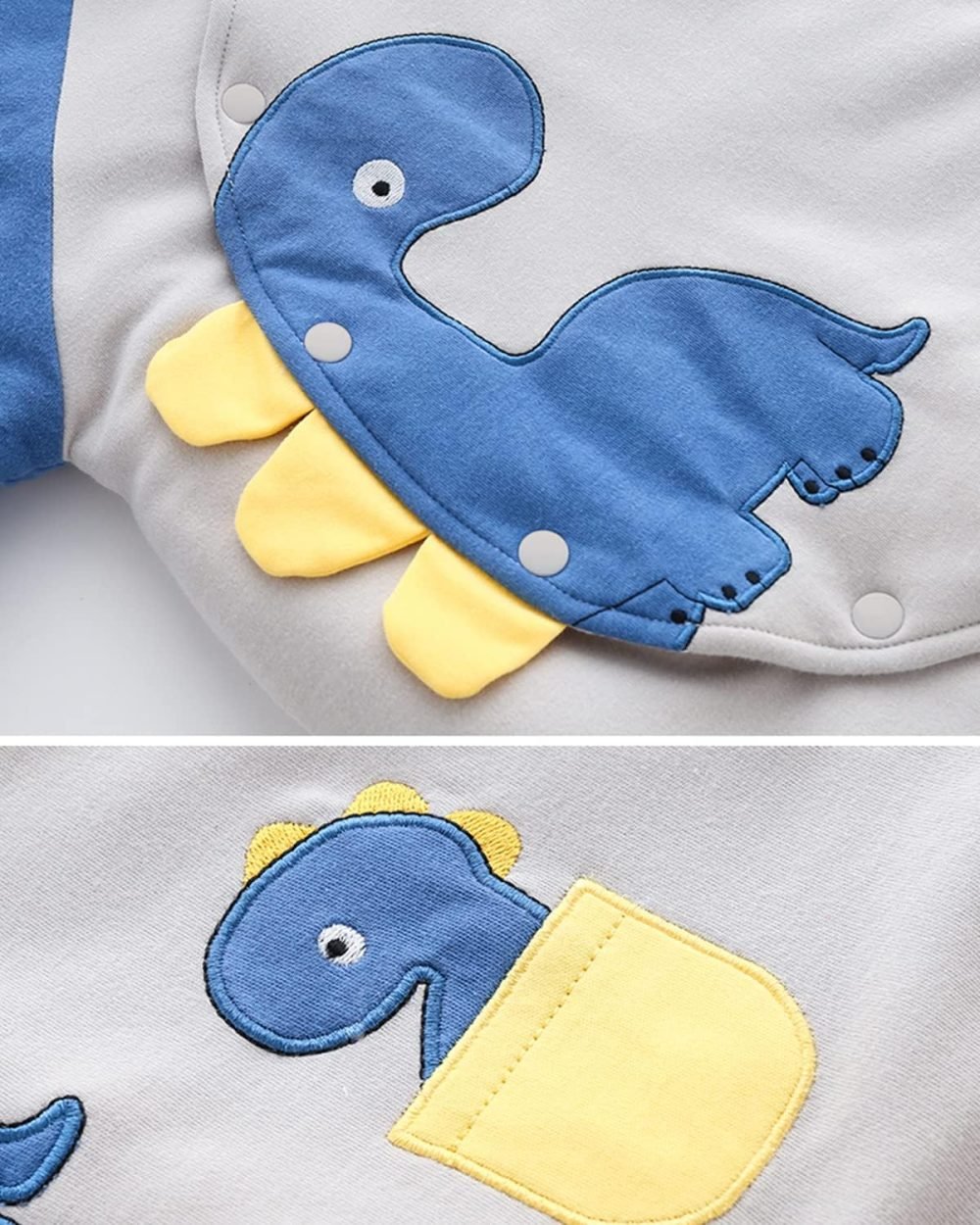 Baby Snowsuit Boys Girls Winter Romper Cotton Jumpsuit Detachable Hooded Footies Outfits Warm Long Sleeve Cartoon Dinosaur Newborn Gift for 3-6 Months Blue - Image 39