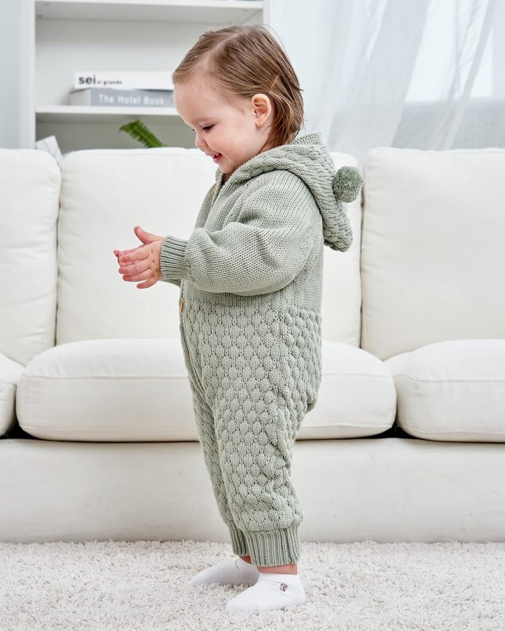 VICROAD Baby Hooded Knitted Rompers Newborn Girls Boys Onesies Warm Sweater Jumpsuit Outfits - Image 35