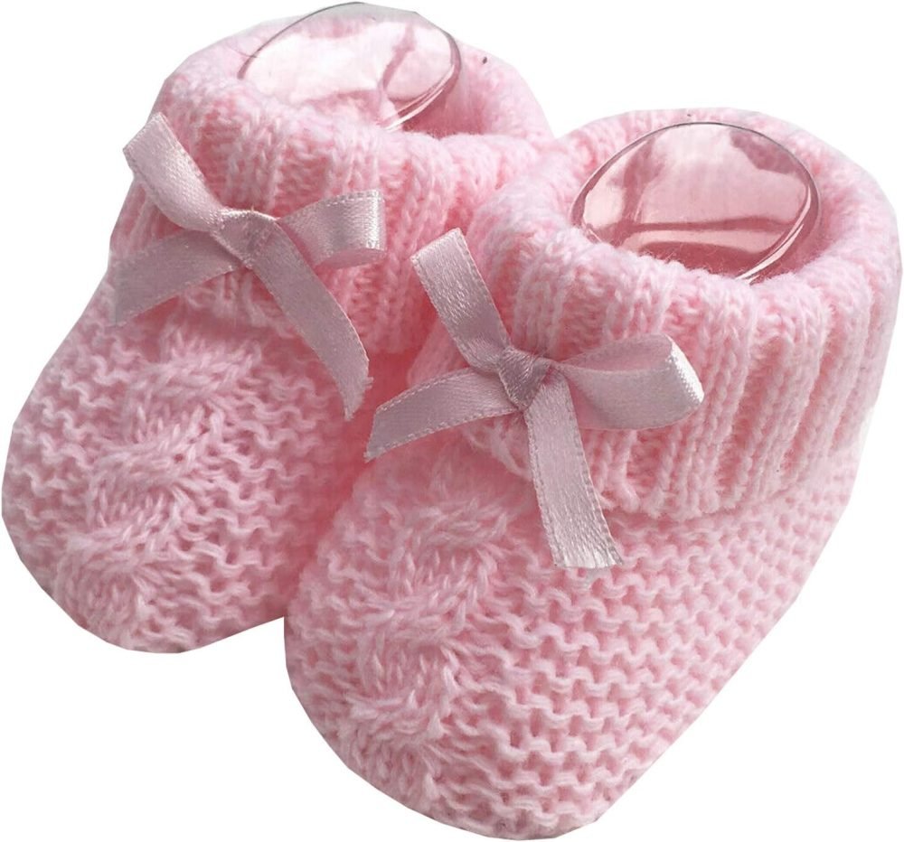 Baby Boys Girls 1 Pair Knitted Booties Soft Newborn Knitted Booties With Bow 116-354
