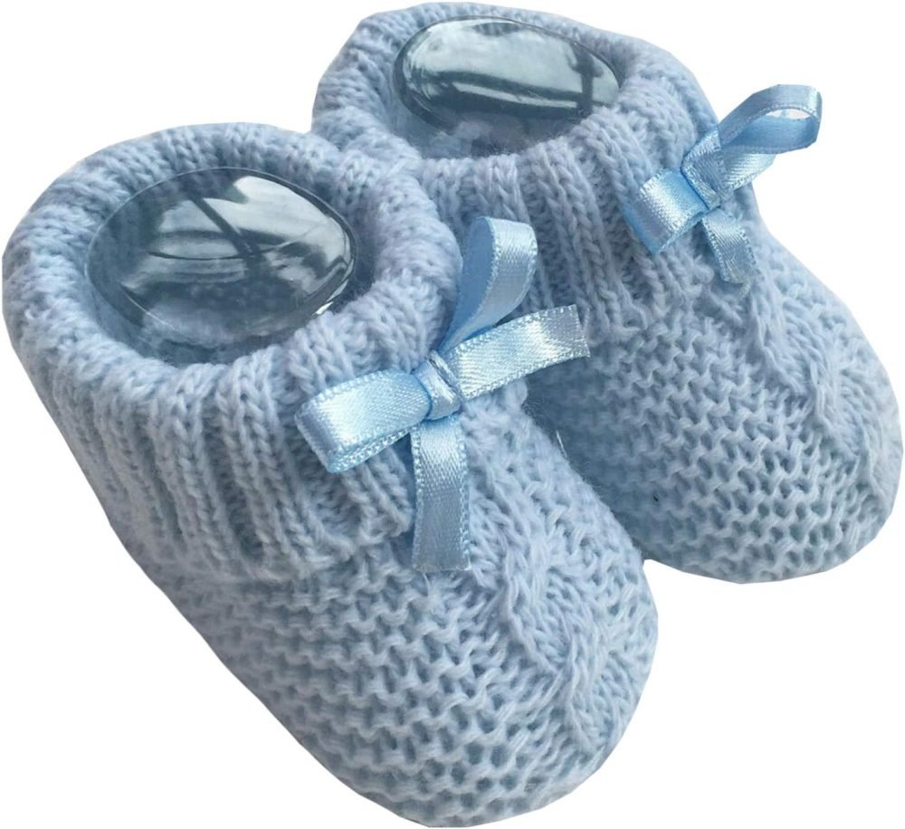 Baby Boys Girls 1 Pair Knitted Booties Soft Newborn Knitted Booties With Bow 116-354 - Image 3