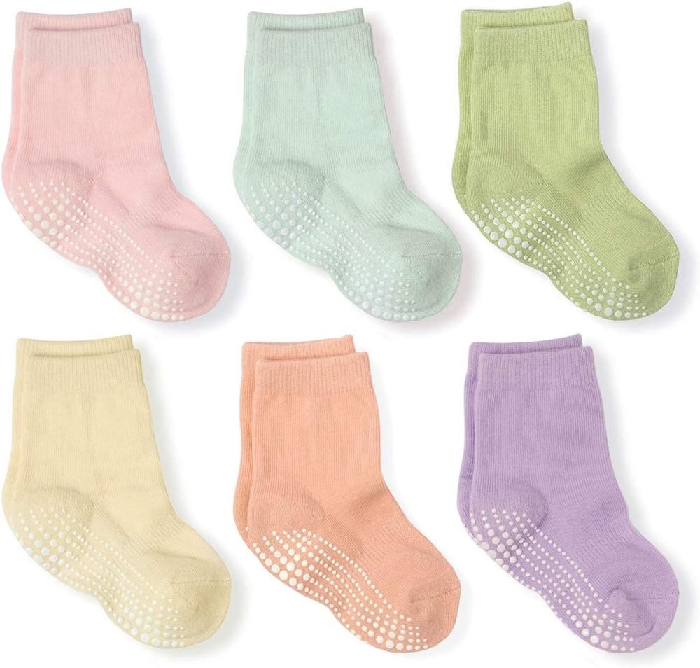 LA Active Athletic Crew Grip Socks - Cozy Warm Winter Socks - Baby Toddler Infant Newborn Kids Boys Girls Non Slip/Anti Skid
