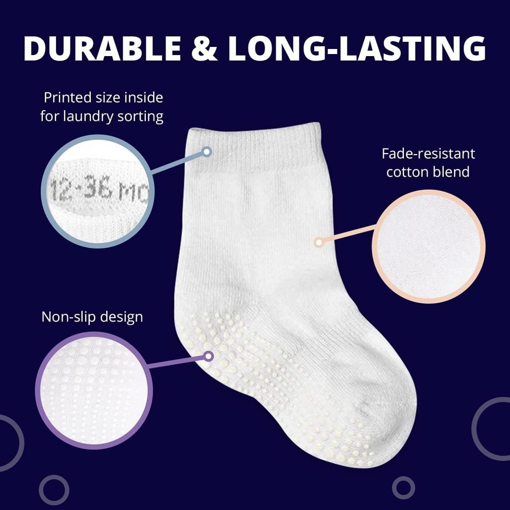 LA Active Athletic Crew Grip Socks - Cozy Warm Winter Socks - Baby Toddler Infant Newborn Kids Boys Girls Non Slip/Anti Skid - Image 12