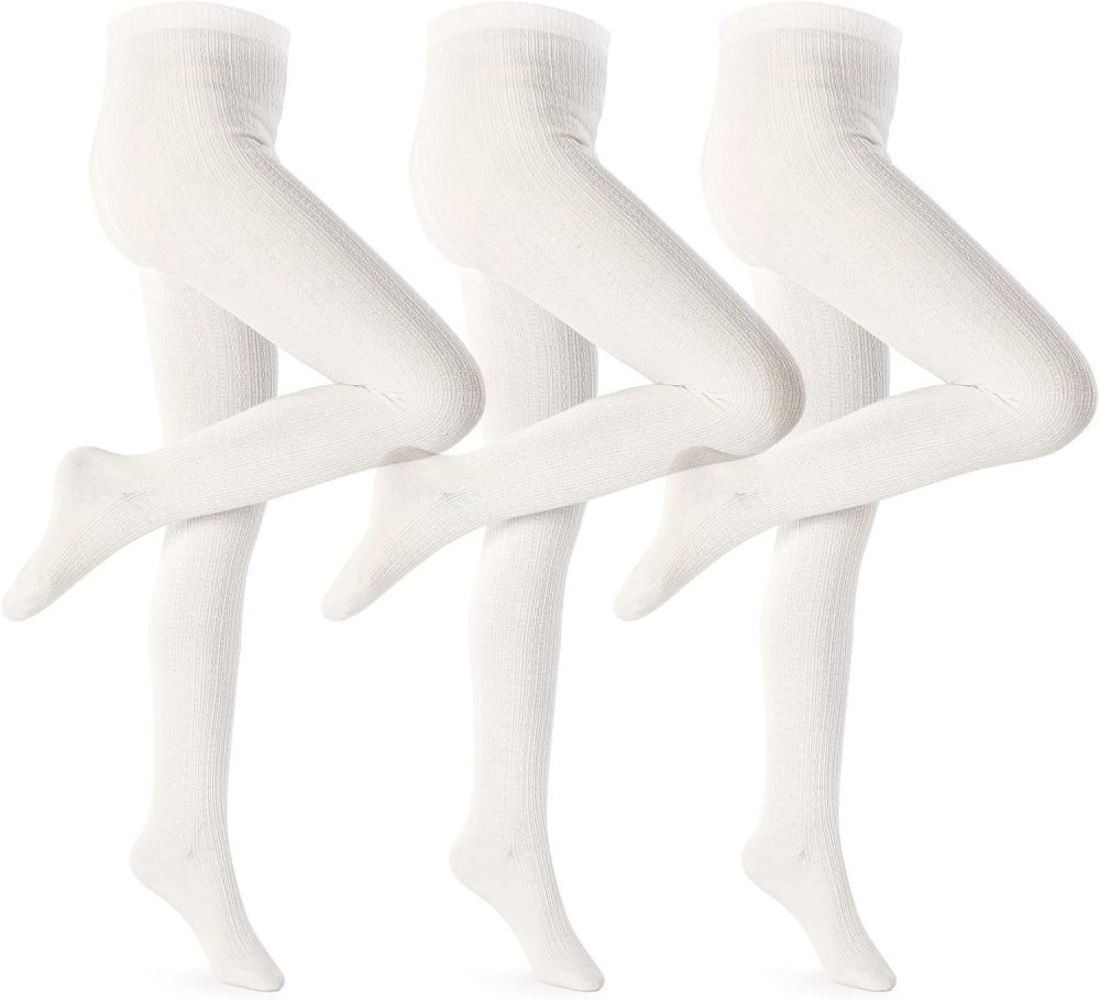 Girls Tights Toddler Cable Knit Cotton Footed Seamless Dance Ballet Baby Girls' Leggings 3 Pack, Yellow/Dark Grey/Brown - Image 27