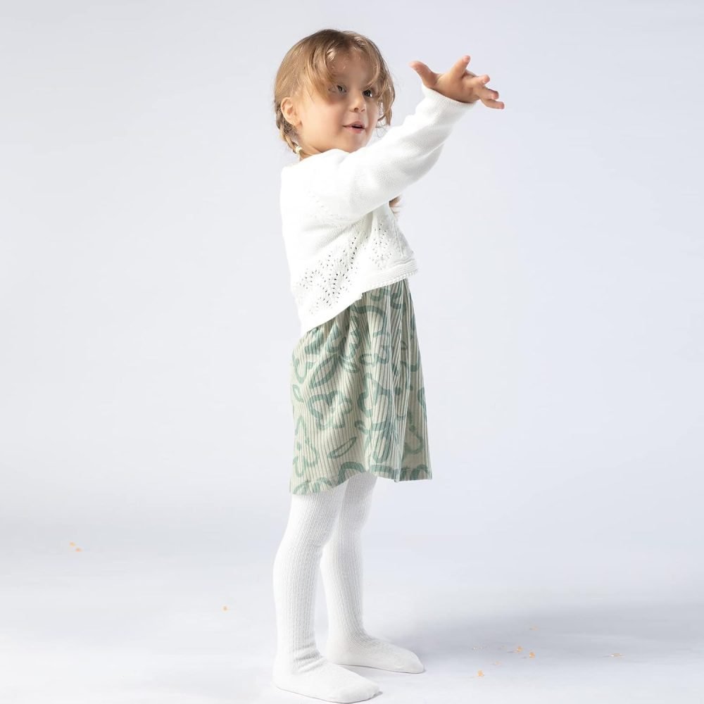 Girls Tights Toddler Cable Knit Cotton Footed Seamless Dance Ballet Baby Girls' Leggings 3 Pack, Yellow/Dark Grey/Brown - Image 30