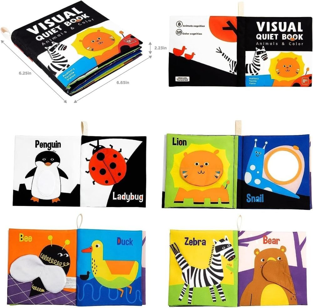 URMYWO Baby Toys 0-6 Months, Black and White Sensory Toys Brain Development, Tummy Time Toys, Soft Baby Book, Baby Essentials for Newborn 0-6-12 Months Montessori Toy Gifts - Image 6