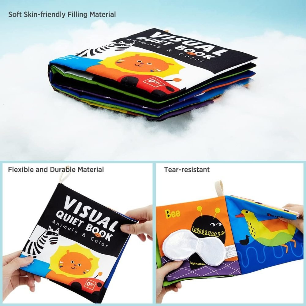 URMYWO Baby Toys 0-6 Months, Black and White Sensory Toys Brain Development, Tummy Time Toys, Soft Baby Book, Baby Essentials for Newborn 0-6-12 Months Montessori Toy Gifts - Image 7