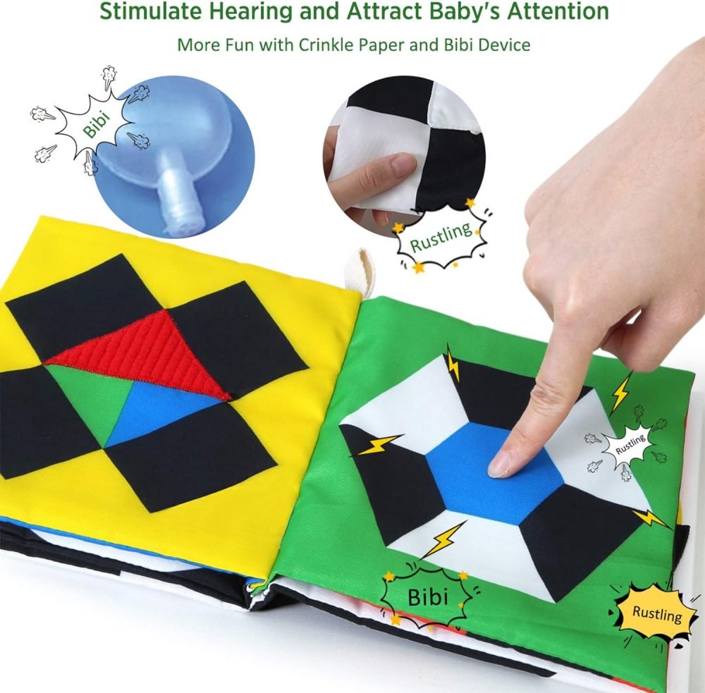 URMYWO Baby Toys 0-6 Months, Black and White Sensory Toys Brain Development, Tummy Time Toys, Soft Baby Book, Baby Essentials for Newborn 0-6-12 Months Montessori Toy Gifts - Image 22