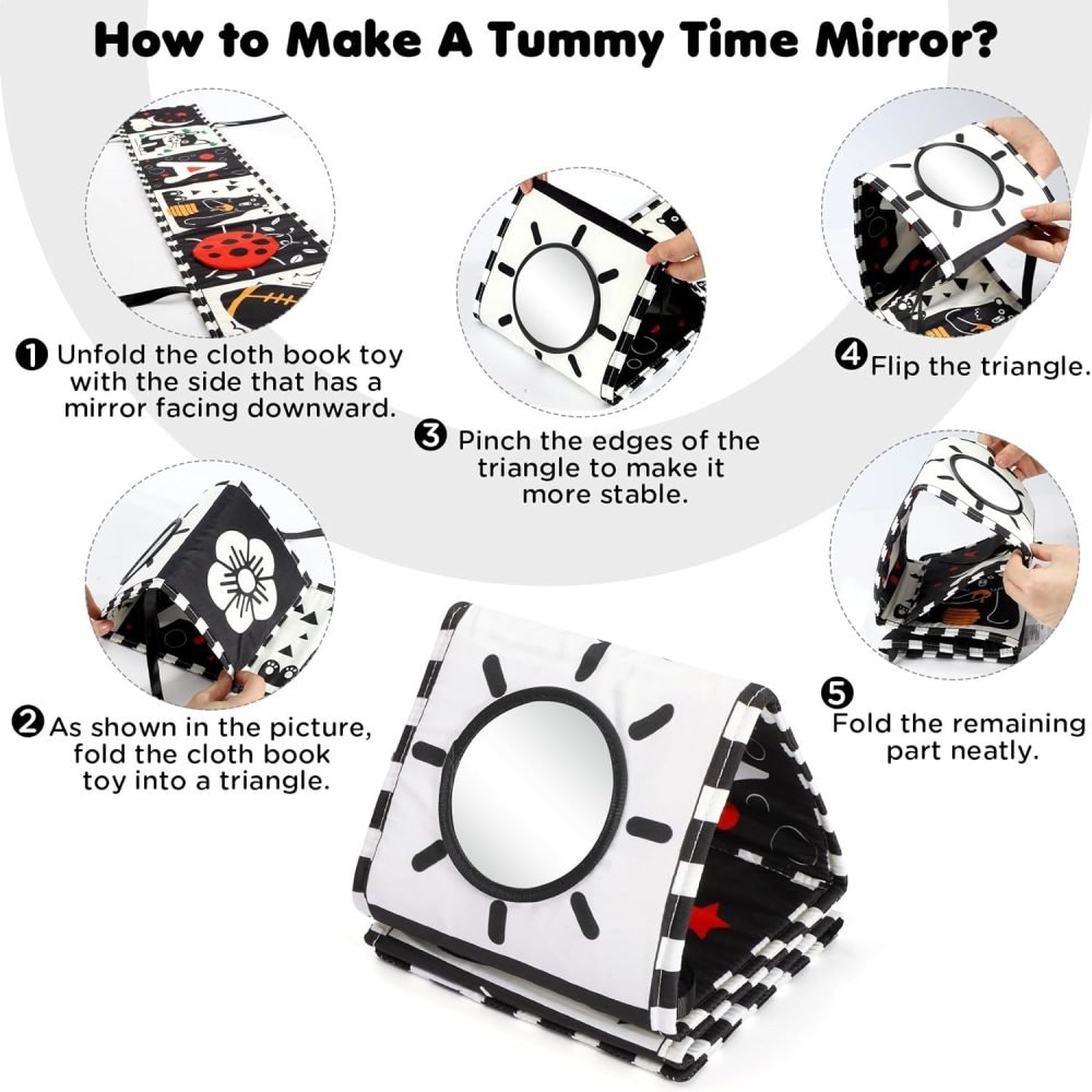 URMYWO Baby Toys 0-6 Months, Black and White Sensory Toys Brain Development, Tummy Time Toys, Soft Baby Book, Baby Essentials for Newborn 0-6-12 Months Montessori Toy Gifts - Image 32