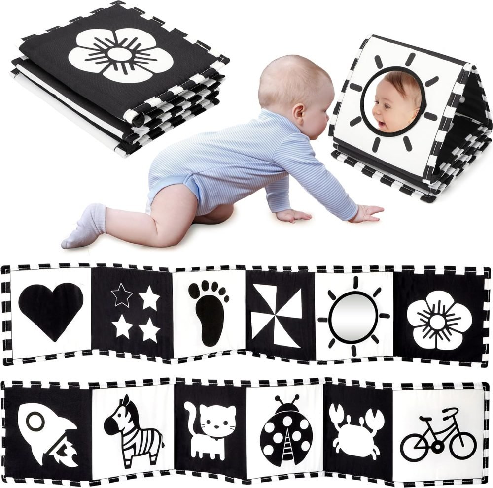 URMYWO Baby Toys 0-6 Months, Black and White Sensory Toys Brain Development, Tummy Time Toys, Soft Baby Book, Baby Essentials for Newborn 0-6-12 Months Montessori Toy Gifts - Image 39