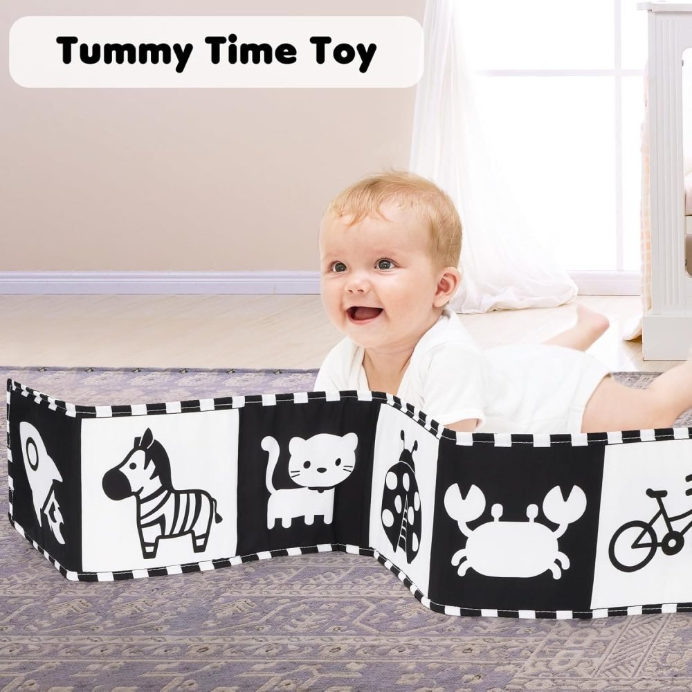 URMYWO Baby Toys 0-6 Months, Black and White Sensory Toys Brain Development, Tummy Time Toys, Soft Baby Book, Baby Essentials for Newborn 0-6-12 Months Montessori Toy Gifts - Image 44
