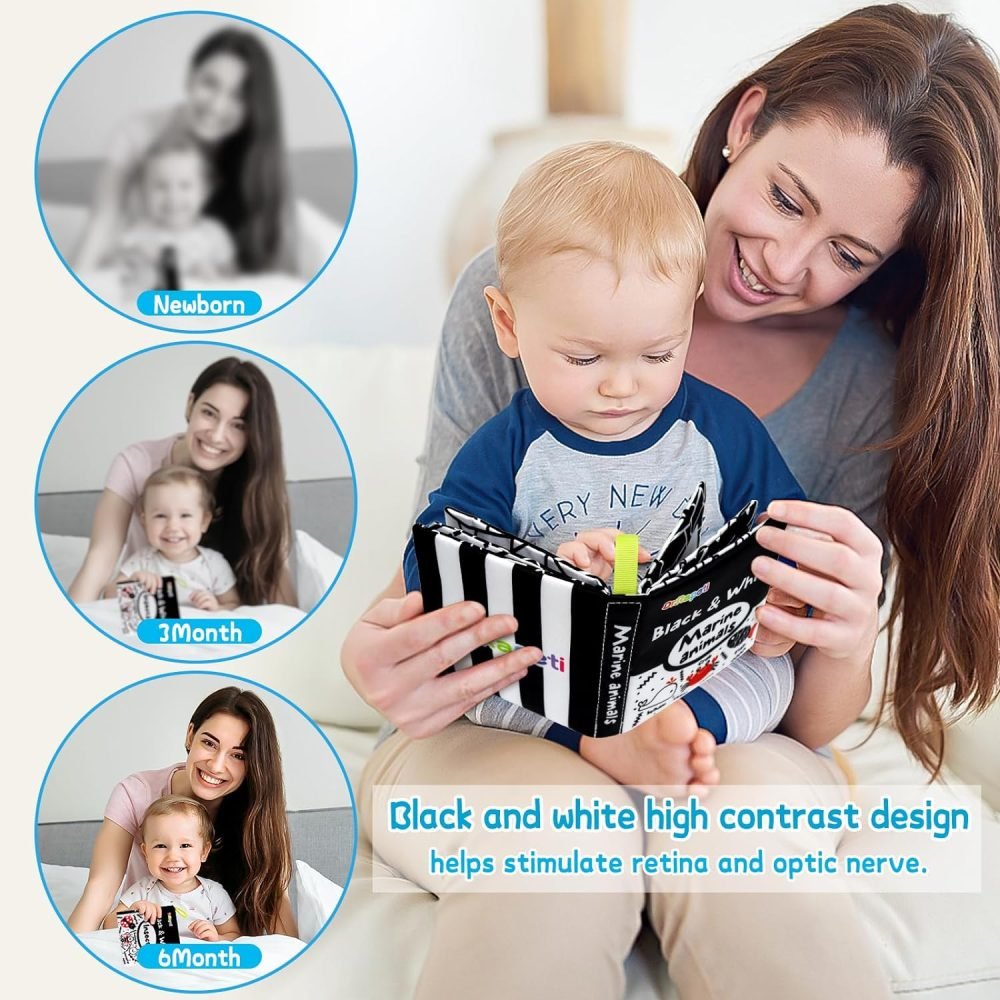 Dr.Rapeti 6 Pack Soft Books, Baby Soft Cloth Book, Sensory Book, Bath Book, Crinkle Soft Book, Washable Nontoxic Educational Learning Toy for Baby Infant Toddler Kids - Image 10