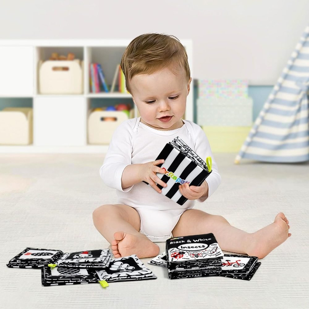Dr.Rapeti 6 Pack Soft Books, Baby Soft Cloth Book, Sensory Book, Bath Book, Crinkle Soft Book, Washable Nontoxic Educational Learning Toy for Baby Infant Toddler Kids - Image 14