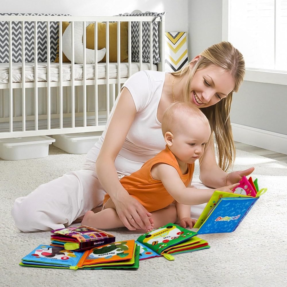 Dr.Rapeti 6 Pack Soft Books, Baby Soft Cloth Book, Sensory Book, Bath Book, Crinkle Soft Book, Washable Nontoxic Educational Learning Toy for Baby Infant Toddler Kids - Image 20