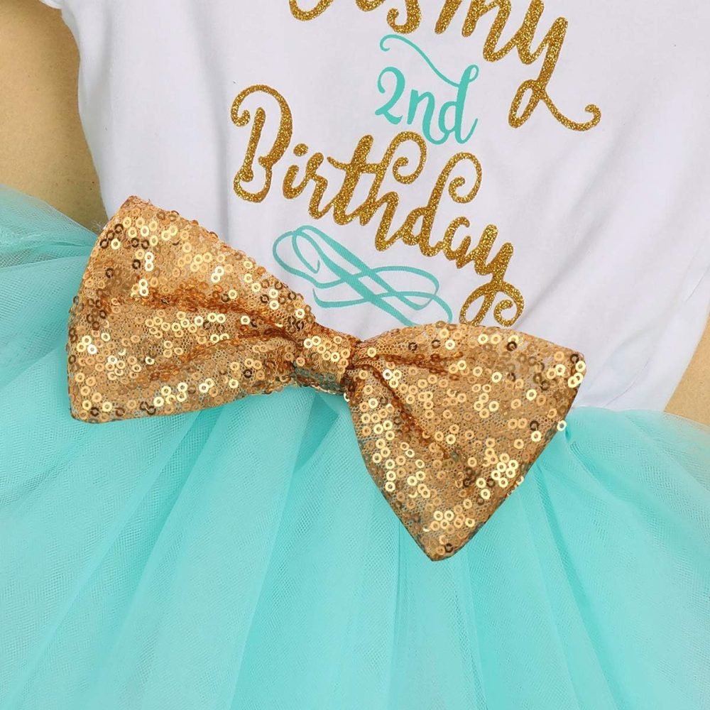 FYMNSI It's My 1st / 2nd Birthday Baby Toddler Kids Girl Cake Smash Tutu Dress Shiny Sequin Bow Headband Princess Party Outfit Photo Props Set 2pcs - Image 4