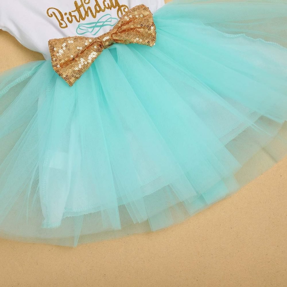 FYMNSI It's My 1st / 2nd Birthday Baby Toddler Kids Girl Cake Smash Tutu Dress Shiny Sequin Bow Headband Princess Party Outfit Photo Props Set 2pcs - Image 5