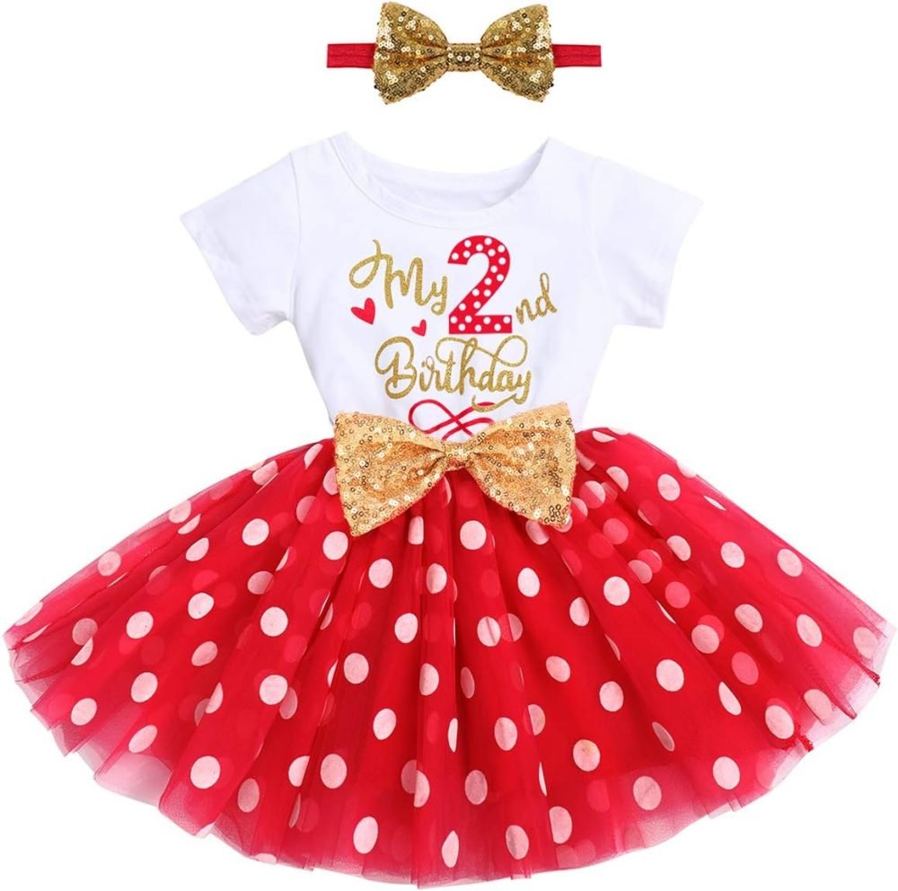 FYMNSI It's My 1st / 2nd Birthday Baby Toddler Kids Girl Cake Smash Tutu Dress Shiny Sequin Bow Headband Princess Party Outfit Photo Props Set 2pcs - Image 8