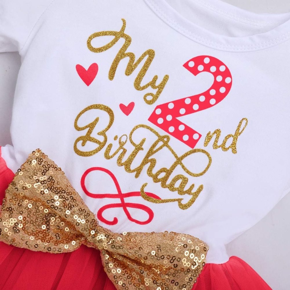 FYMNSI It's My 1st / 2nd Birthday Baby Toddler Kids Girl Cake Smash Tutu Dress Shiny Sequin Bow Headband Princess Party Outfit Photo Props Set 2pcs - Image 11