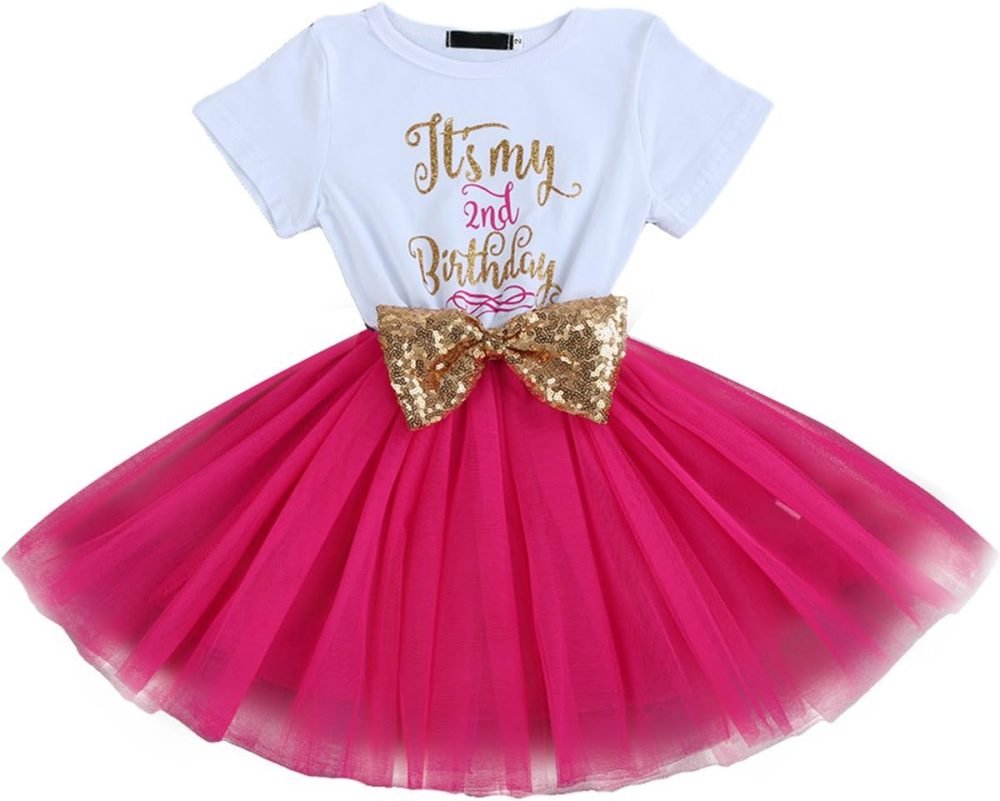 FYMNSI It's My 1st / 2nd Birthday Baby Toddler Kids Girl Cake Smash Tutu Dress Shiny Sequin Bow Headband Princess Party Outfit Photo Props Set 2pcs - Image 14