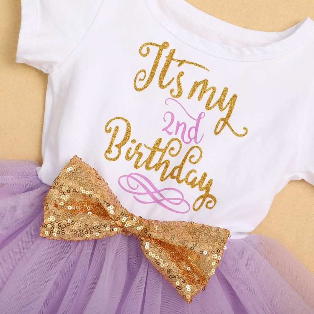 FYMNSI It's My 1st / 2nd Birthday Baby Toddler Kids Girl Cake Smash Tutu Dress Shiny Sequin Bow Headband Princess Party Outfit Photo Props Set 2pcs - Image 23