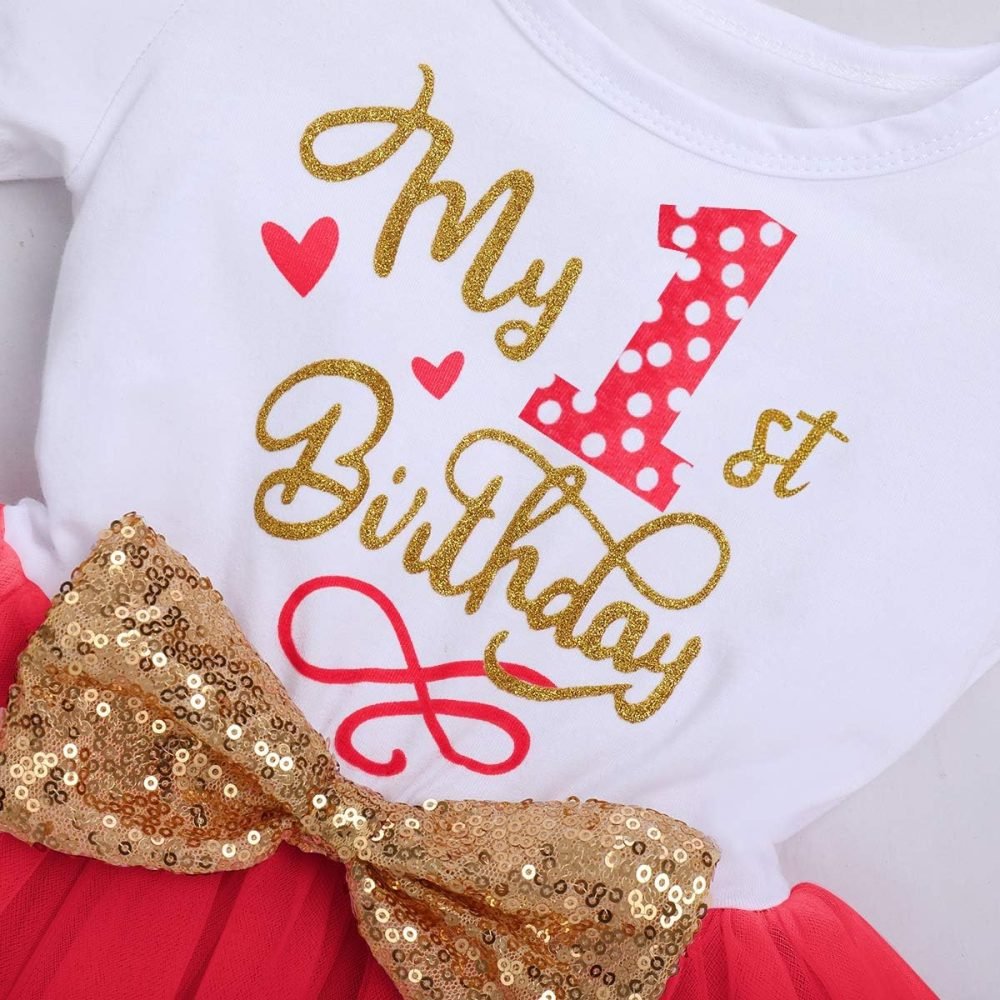 FYMNSI It's My 1st / 2nd Birthday Baby Toddler Kids Girl Cake Smash Tutu Dress Shiny Sequin Bow Headband Princess Party Outfit Photo Props Set 2pcs - Image 34