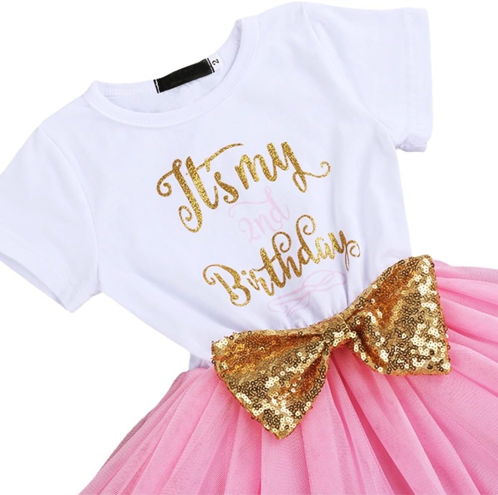 FYMNSI It's My 1st / 2nd Birthday Baby Toddler Kids Girl Cake Smash Tutu Dress Shiny Sequin Bow Headband Princess Party Outfit Photo Props Set 2pcs - Image 67