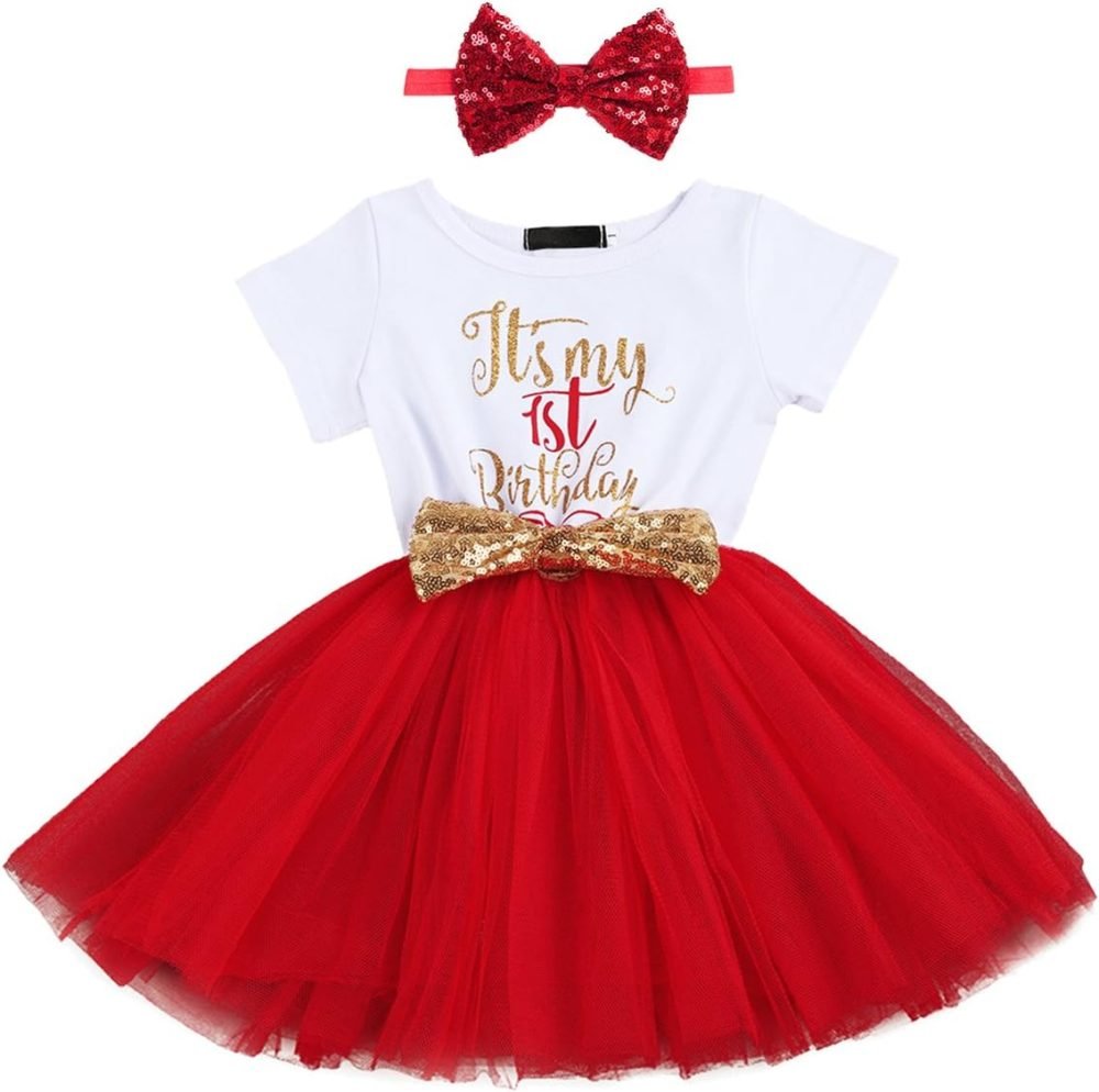 FYMNSI It's My 1st / 2nd Birthday Baby Toddler Kids Girl Cake Smash Tutu Dress Shiny Sequin Bow Headband Princess Party Outfit Photo Props Set 2pcs - Image 70