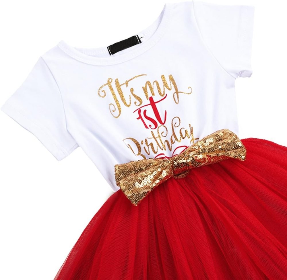 FYMNSI It's My 1st / 2nd Birthday Baby Toddler Kids Girl Cake Smash Tutu Dress Shiny Sequin Bow Headband Princess Party Outfit Photo Props Set 2pcs - Image 72