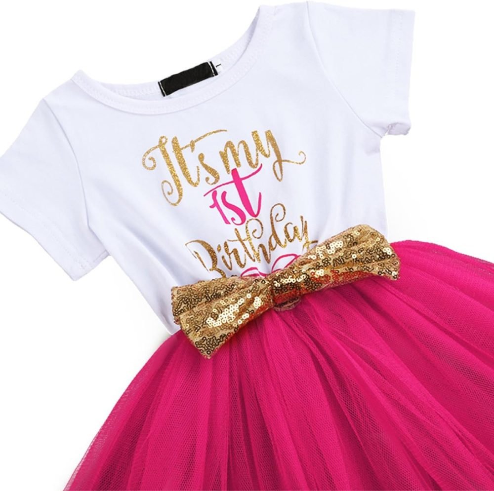 FYMNSI It's My 1st / 2nd Birthday Baby Toddler Kids Girl Cake Smash Tutu Dress Shiny Sequin Bow Headband Princess Party Outfit Photo Props Set 2pcs - Image 77