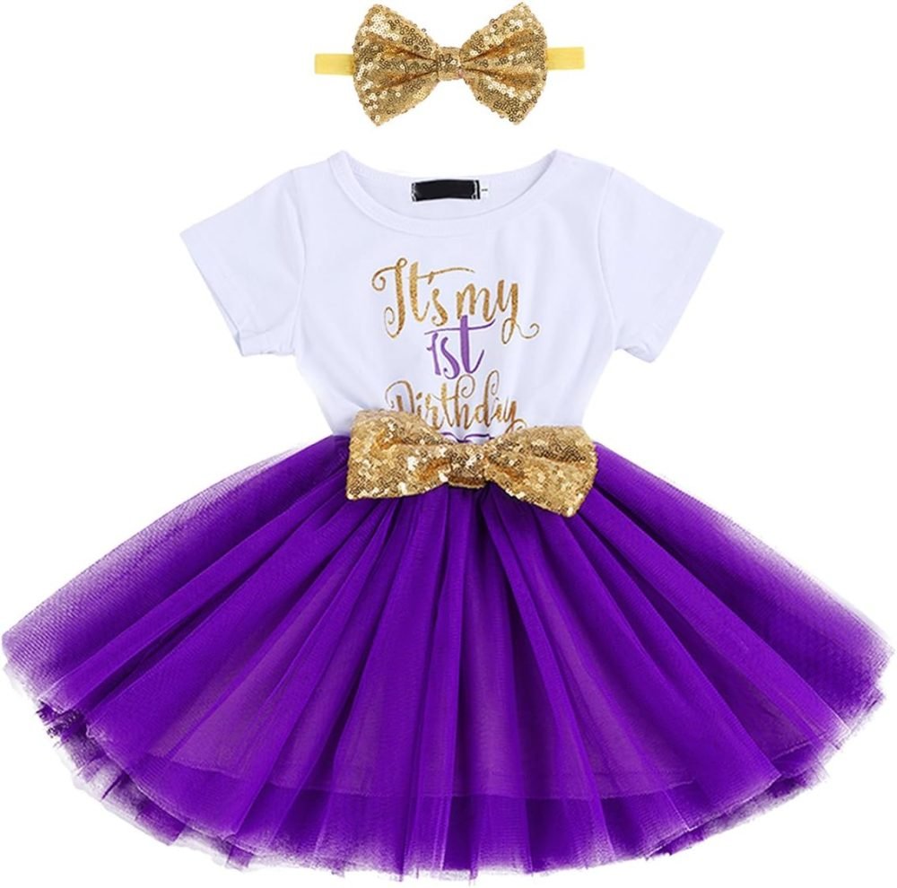 FYMNSI It's My 1st / 2nd Birthday Baby Toddler Kids Girl Cake Smash Tutu Dress Shiny Sequin Bow Headband Princess Party Outfit Photo Props Set 2pcs - Image 86