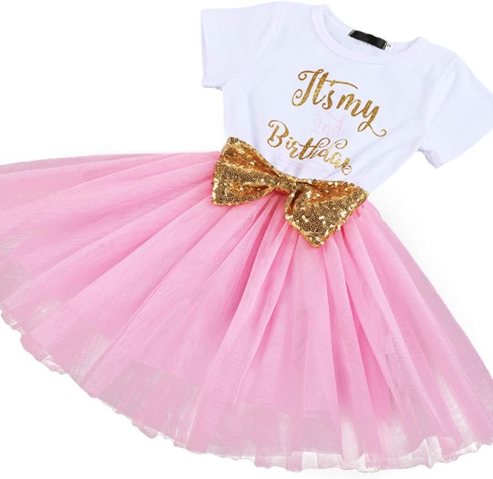 FYMNSI It's My 1st / 2nd Birthday Baby Toddler Kids Girl Cake Smash Tutu Dress Shiny Sequin Bow Headband Princess Party Outfit Photo Props Set 2pcs - Image 99