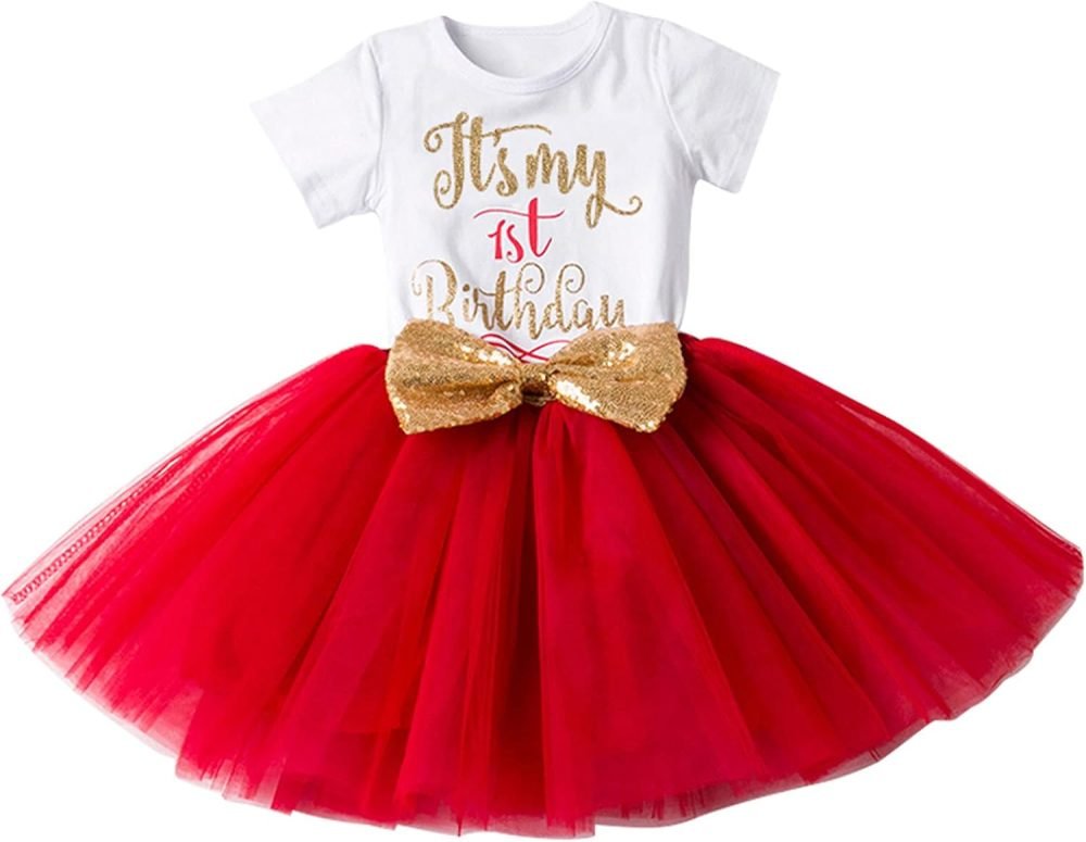 FYMNSI It's My 1st / 2nd Birthday Baby Toddler Kids Girl Cake Smash Tutu Dress Shiny Sequin Bow Headband Princess Party Outfit Photo Props Set 2pcs - Image 119