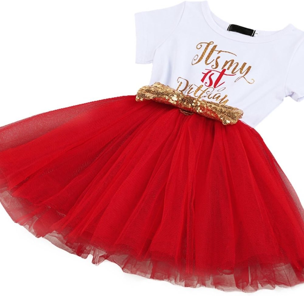 FYMNSI It's My 1st / 2nd Birthday Baby Toddler Kids Girl Cake Smash Tutu Dress Shiny Sequin Bow Headband Princess Party Outfit Photo Props Set 2pcs - Image 120
